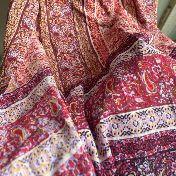 Angie Boho Mixed Print Maxi Dress. Adjustable Straps Ruched Back. Side Slits SM - Picture 7 of 13